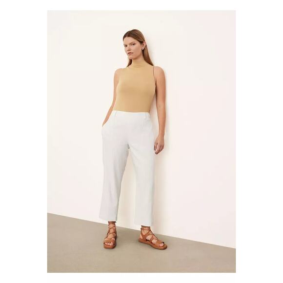 Vince Strap-Detail Tapered Linen Blend Pull-On Pant Optic White Size 3X NWT